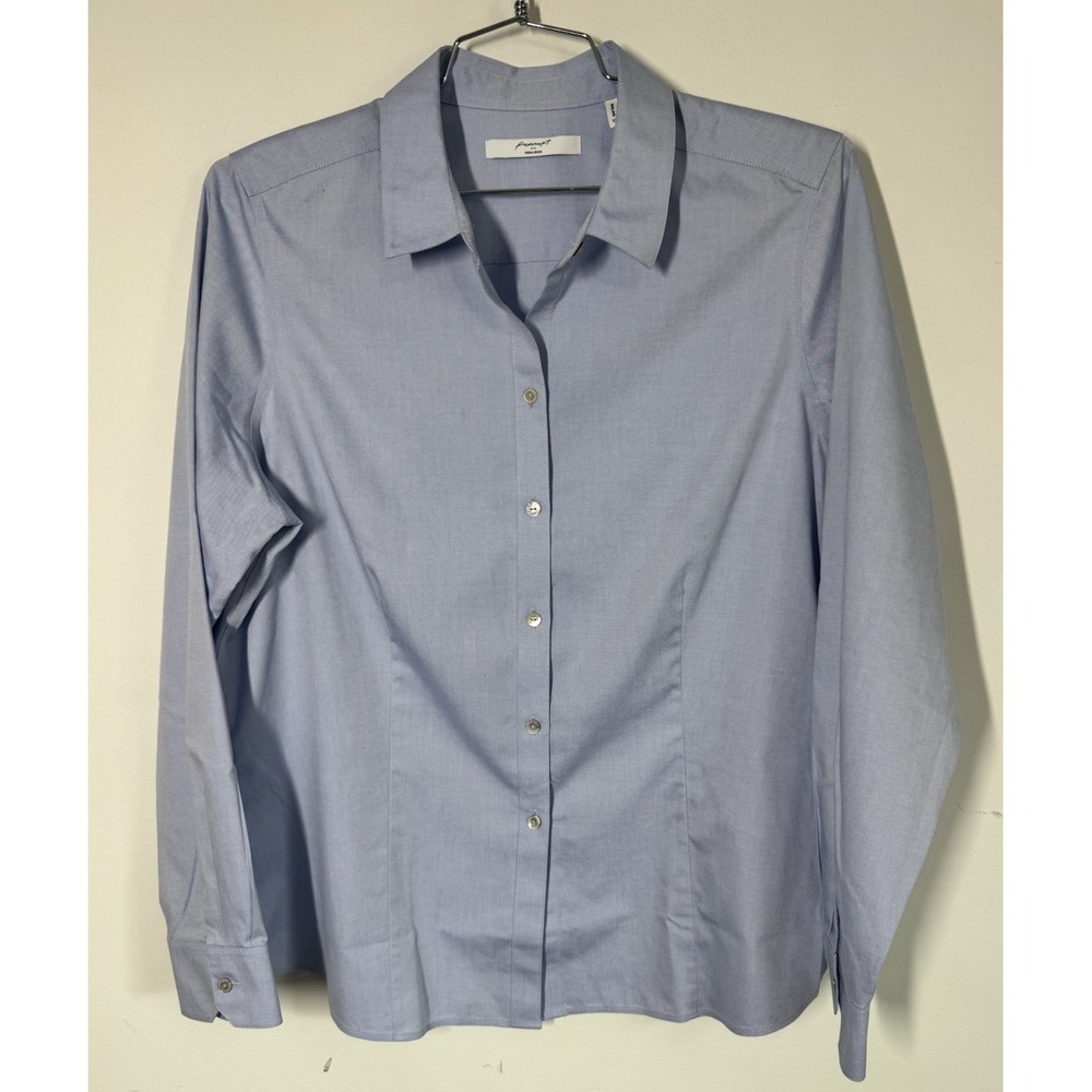 Foxcroft Diana Fitted Long Sleeve‎ Button Up Non Iron Blouse Size 18 Corporate